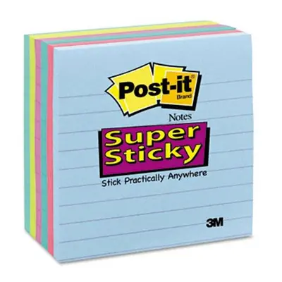 3M 6756SST Super Sticky Notes x Five Tropical Colors Six 90-Sheet Pads Pack