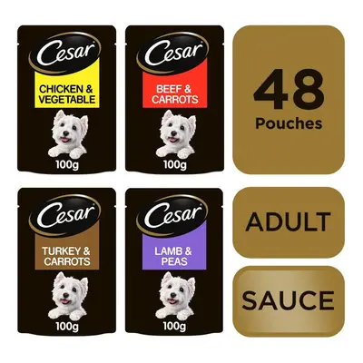 CESAR Deliciously Fresh Dog Pouches Favourites in Sauce 24x100g (Pack of 2)