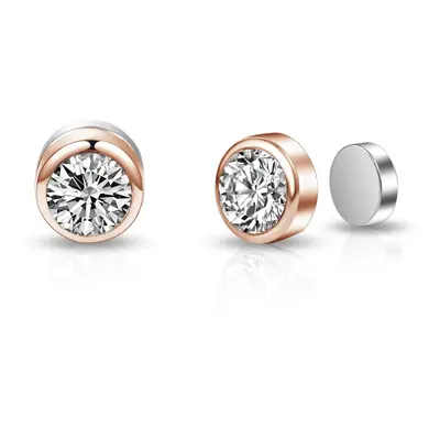 Rose Gold Plated 6mm Magnetic Clip On Earrings Created with Swarovski Crystals