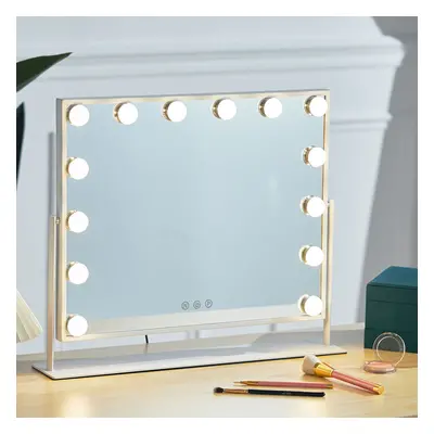 Tabletop Freestanding Makeup Mirror with LED Lights Rotatable,55 x 45.5 CM