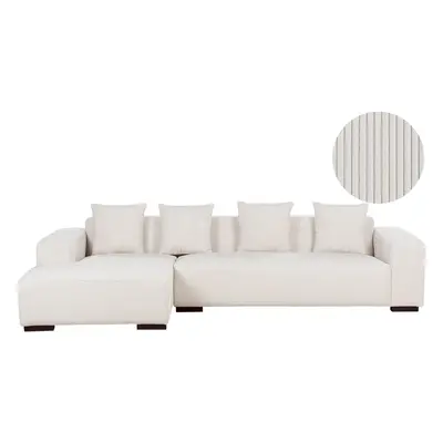 Right Hand Jumbo Cord Corner Sofa Off-White LUNGO