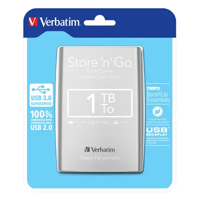 Verbatim 1TB External USB 3.0 HDD sliver