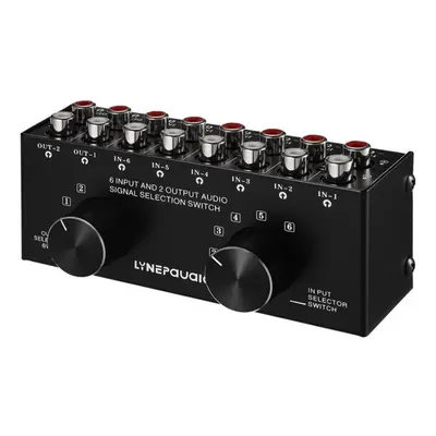 6-in-2-out Audio Switcher Two-way Audio Signal Selector Box Splitter Distributor With Rca Inputs