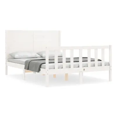 (white, x cm) vidaXL Bed Frame Bed Base Platform Bed with Headboard Small Single Solid Wood