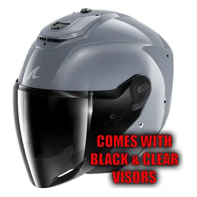 (XXL) Shark RS Jet Open Face Helmet Dark Shadow Silver