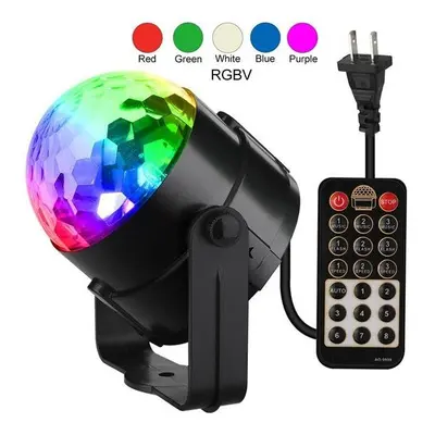 (EU Plug) 5W RGBWP LED Sound Activated Remote Control Crystal Ball Stage Light for Christmas Par