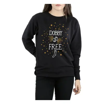 (L, Black) Harry Potter Womens/Ladies Dobby Is Free Cotton Sweatshirt