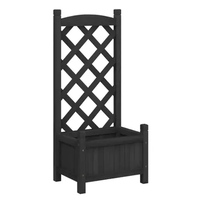 (black, x x cm) vidaXL Planter with Trellis Raised Bed Garden Planter Brown Solid Wood Fir