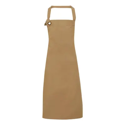 (One Size, Khaki) Premier Unisex Calibre Heavy Cotton Canvas Bib Apron (Pack of 2)