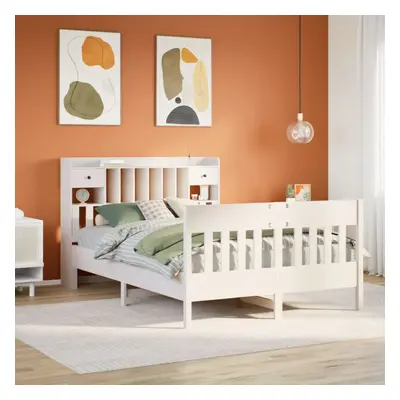 vidaXL Bed Frame without Mattress White 150x200 cm King Size Solid Wood Pine