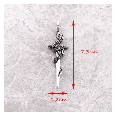 Pendant Blackened Sword With Snake Fine Vintage Jewelry Europe Sterling Silver Gift For Woman & 