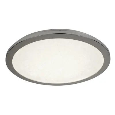 Searchlight LED Flush Ceiling Light Dia 30Cm Chrome And Crystal Sand Ip44