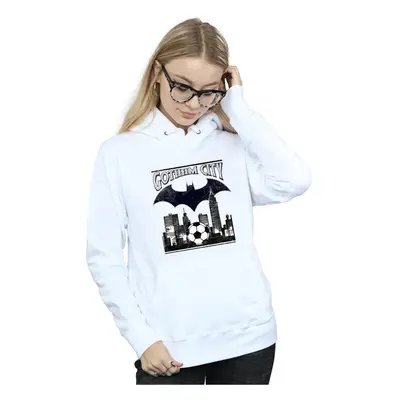 (L, White) DC Comics Womens/Ladies Batman Football Gotham City Hoodie