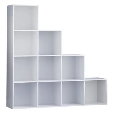 (White) Durham Cube Shelf Stairs Bookcase Storage Unit