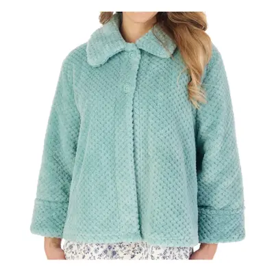 (Light Green, Medium - UK 12/14) Slenderella Ladies Soft Waffle Fleece Button Up Collar Bed Jack