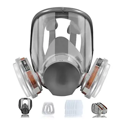 Full Face Cover,Safety Dust Face Cover Reusable,18 In Respirator Mask,Includes Filter Cartridges