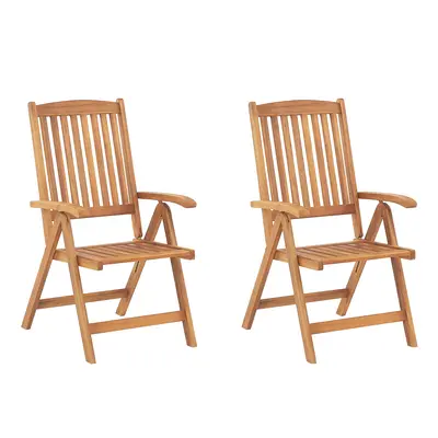 Set of Garden Chairs JAVA Acacia Wood Light Wood