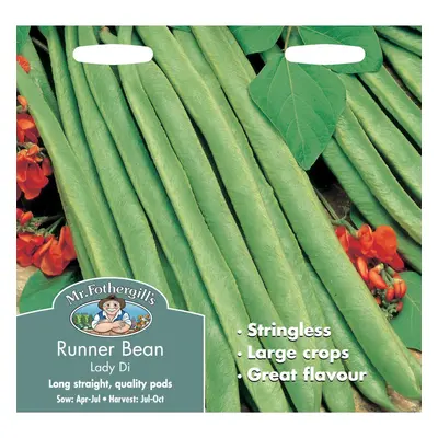 Mr Fothergills - Pictorial Packet - Vegetable - Runner Bean Lady Di Stringless - Seeds