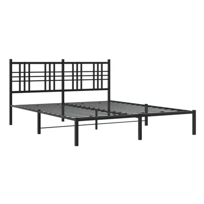 (black, 160x200 cm/with headboard) vidaXL Metal Bed Frame with Headboard Home Bed Base Bedstead 