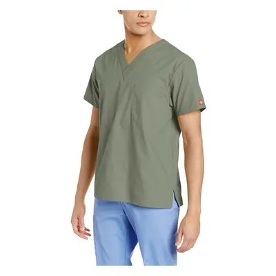 Dickies Mens Signature V-Neck Scrubs Shirt Olive X-Large