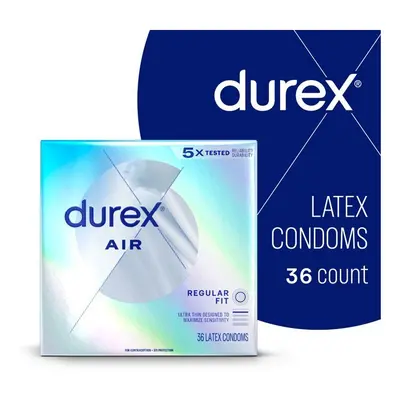 Durex Air Condoms, Extra Thin, Transparent Natural Rubber Latex Condoms for Men, FSA & HSA Eligi