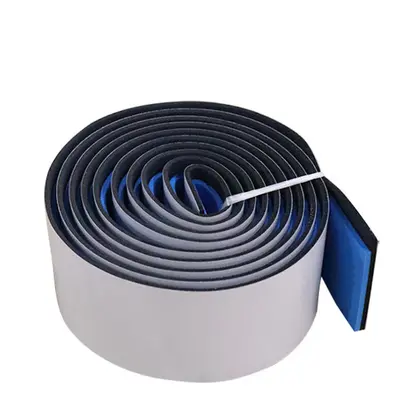 (Blue-Black) 2400x58x5mm Soft Plastic Wood Non-slip Anti-collision Self-adhesive Eva Boat Side M