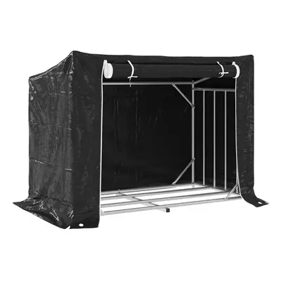 (151 x 80.5 x 110.5 cm) vidaxL Firewood Rack with Rain Cover 100.5x100.5x110.5 cm Galvanised Ste