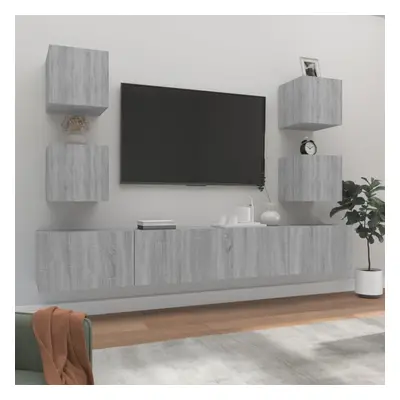 vidaXL Piece TV Cabinet Set Grey Sonoma Engineered Wood