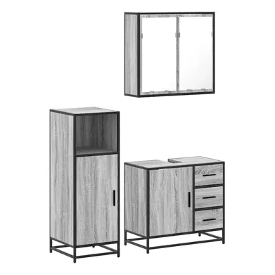 (grey sonoma) vidaXL Piece Bathroom Furniture Set Brown Oak Engineered Wood