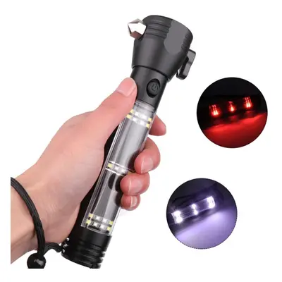 9 in Multifunctional Emergency EDC Tool Hammers Solar Power Charging Flashlight Compass Magnet S