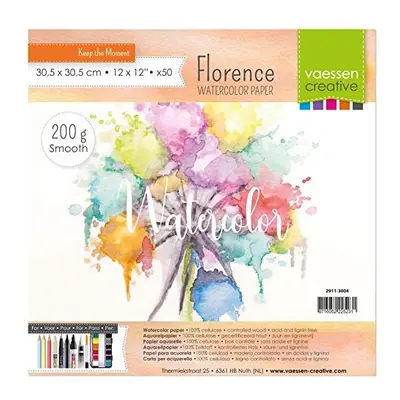 Vaessen Creative Florence Watercolour Paper 12x12 in Ivory, GSM, Artist Grade Quality, Smooth Su