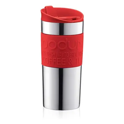 Bodum Red Vacuum Travel Mug Dishwasher Safe Slip Proof Rubber Plastic