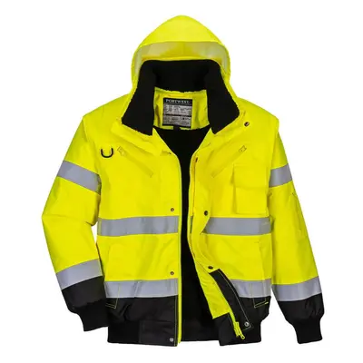 (M, Yellow/Black) Portwest Mens In Hi-Vis Bomber Jacket