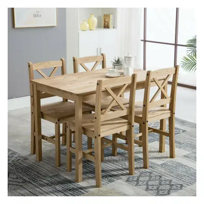 (Natural) 5pc MCC Classic Wooden Dining Table Set