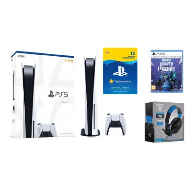 Sony PlayStation | PS5 Game Console + Month PS Plus + Fortnite Legends + Turtle Beach Headset.