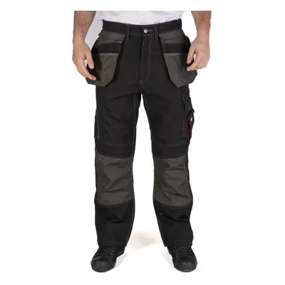 (Black, 32W/Long) Lee Cooper Workwear Kneepad Pockets Reflective Holster Pocket Work Cargo Trous