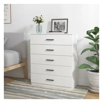 (White Carcass with White Drawers, 5) URBNLIVING Drawer Wooden Bedroom Chest Cabinet