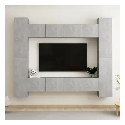 vidaXL TV Cabinet Set Piece Concrete Grey Chipboard Home Furniture TV Stand