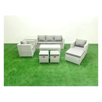 Fimous Rattan Garden Furniture Set Seater Outdoor Garden Sofa Oblong Coffee Table Set with Chair