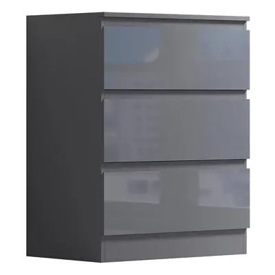 FWStyle Stora Modern Drawer Chest of Drawers Grey Gloss Matt Frame