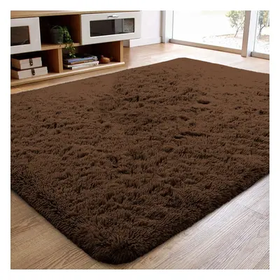 (Brown, 160X230) Non Slip Rugs Shaggy Carpet Living Room Area Rug