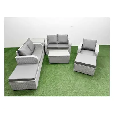 Fimous High Back Poly Rattan Garden Furniture Set with Rectangular Coffee Table Indoor Outdoor P