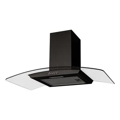 SIA CGH90BL 90cm Black Curved Glass Chimney Cooker Hood Kitchen Extractor Fan