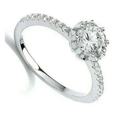 (N) Beautiful Solitaire Engagement Ring 1.00ctw Sterling Silver Hallmark