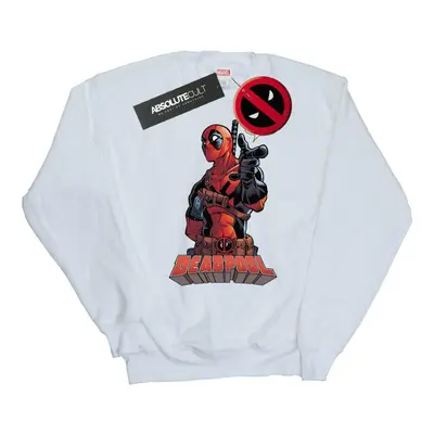 (L, White) Deadpool Mens Hey You Cotton Sweatshirt