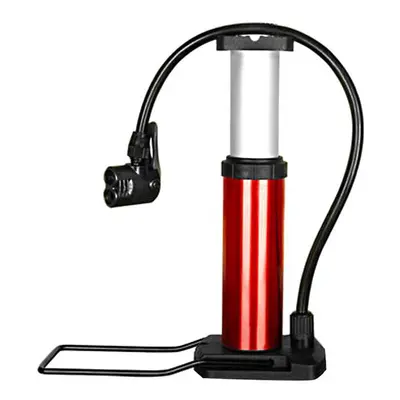 (Red) 120PSI Cycling Bicycle Foot Activated Pump Aluminum Alloy Mini Mountain Road Bike Pump