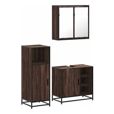 (brown oak) vidaXL Piece Bathroom Furniture Set Black Engineered Wood bathroom cabinet