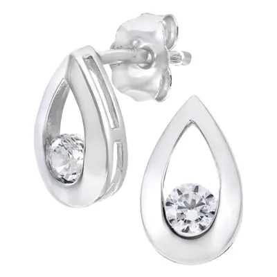 Jewelco London 9ct White Gold Round 0.4ct Cubic Zirconia Teardrop Drop Earrings - PE0AXL1804WCZ