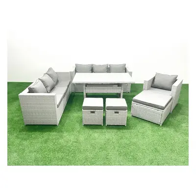 Fimous Pieces Outdoor Rattan Sofa Set with Cushions Patio Garden Furniture Sets with Armchair Di