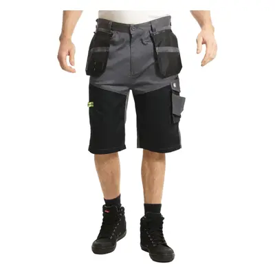 (42R, Grey/Black) Lee Cooper Mens Stretch Hi-Vis Cargo Shorts